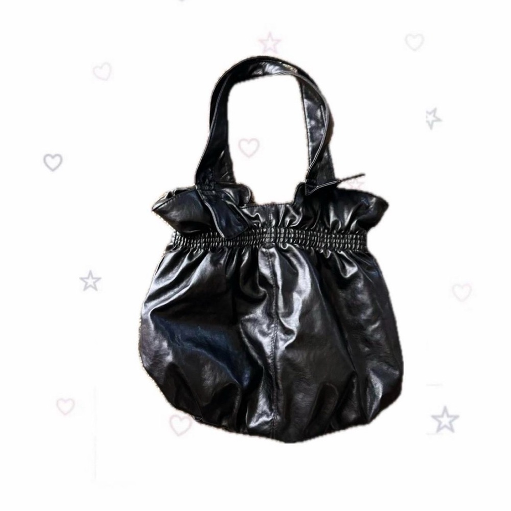 🖤 Black Faux Leather Boho Y2K Purse | Emo Gothic Style | Spacious & Chic Bag 🖤